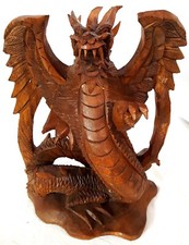 Drago Scolpito a mano nel legno alta qualità h 20-22 cm