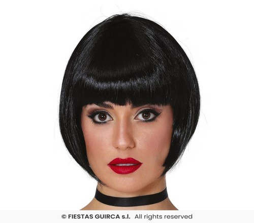 Parrucca nera caschetto - parrucca,