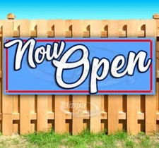 NOW OPEN BLUE Advertising Vinyl Banner Flag Sign Many Sizes USA