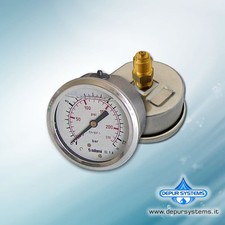 MANOMETRO PRESSIONE ACQUA D50-63 CASSA INOX CON GLICERINA ATT. POST. 1/4" OTTONE