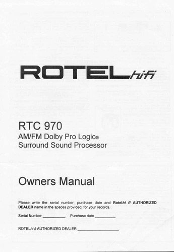 Rotel rtc 970 - rotel, rtc-970