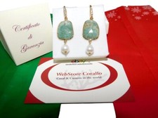 Orecchini di Perle in Argento 925 con Pendenti in Oro PL da Donna e pietre dure