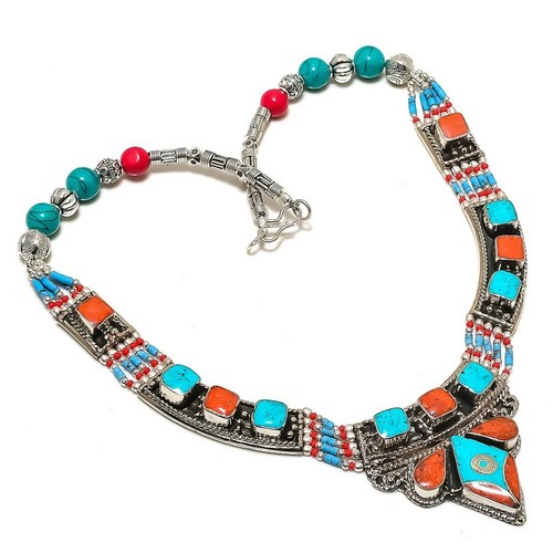 Collana turchese corallo - , rosso