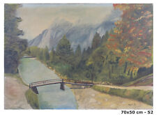 QUADRO AD OLIO SU TELA PAESAGGIO ALPINO FIRMATO GUIDI VEDUTA ALPI PIEMONTE S2