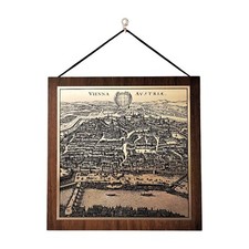 ANTICA MAPPA DI VIENNA – RIPRODUZIONE SU PIASTRA METALLO MONTATA SU PANNELLO ROV