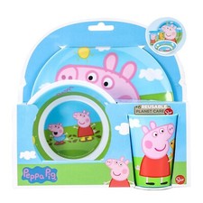 SET PIATTI PEPPA PIG CON BICCHIERE ASILO SCUOLA MATERNA IN MELANINA PAPPA