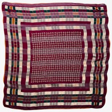Sciarpa seta rossa vintage anni 80 Paolo Gucci Sam Whan geometrica Horsebit stampa tartan