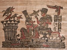 PAPIRO EGIZIO AUTENTICO, ORIGINALE DIPINTO A MANO  