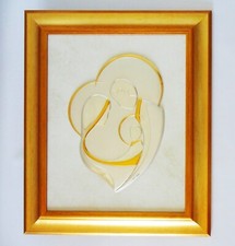 QUADRO ICONA SACRA FAMIGLIA ARGENTO cm37x26 LEGNO cm61x51 CAPOLETTO CAPEZZALE