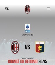 2 BIGLIETTI MILAN GENOA CON