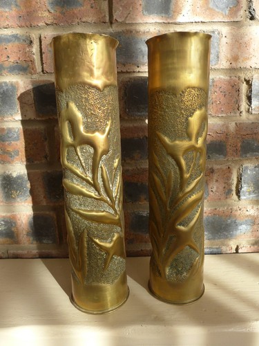 Ww1 pair trench art vase - pair,
