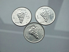 repubblica  5 lire tipo uva  3 monete 1948/1949/1950 fdc eccezionali