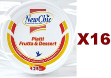 400 PIATTI FRUTTA DESSERT PLASTICA BIANCO MONOUSO NEW CHIC PIATTINI