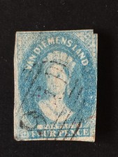 1866, "Van Diemen's Land" 4d blue numeral cancel Hobart Town 64Scott 41b 950 USD