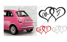 ADESIVO CUORI INTRECCIATI PERSONALIZZATI CON INIZIALI NOME PER AUTO MOTO VETRI