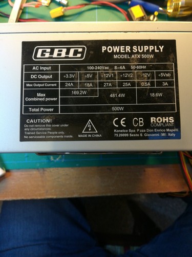 Alimentatore 500w atx gbc - alimentatore,