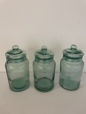 Antico Barattolo Vintage IN Vetro Colorato Blu/Verde