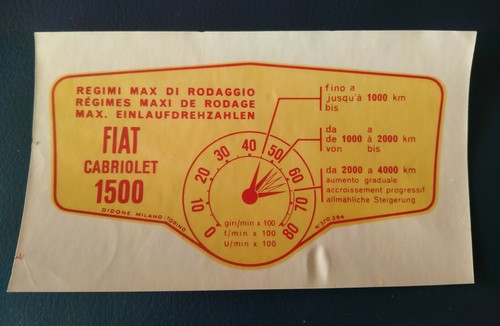 Fiat 1500 cabriolet adesivo - 1500,
