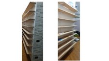 Libreria modulare ripiani in pino lunghezza 130 cm con angolo stondato