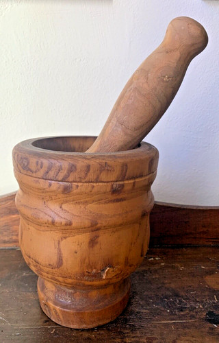 Mortaio legno vintage - mortaio, in