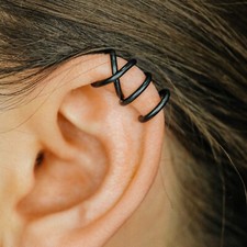 Set of 2 Black Ear Cuff or