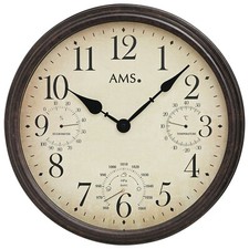 Orologio da parete in metallo con termometro, barometro ed igrometro AMS 943