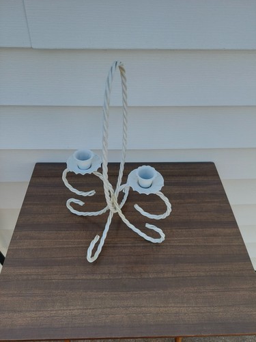 Candelabro shabby chic bianco - candelabro,