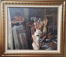 pittore Antonio Sannino dipinto ad olio su tela 60x70 "nel mio studio"