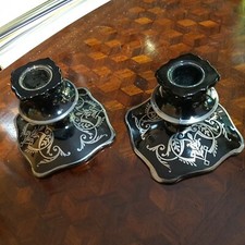 Pair of Low Glass and Sterling