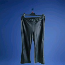 Pantaloni Leggings Flare Zampa Effetto Pelle Elastico Simil Pelle Tg U 