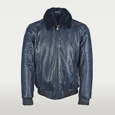 Giacca pelle uomo pitone nero