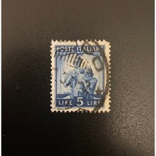 FRANCOBOLLO RARO ITALIA "5 LIRE" - REPUBBLICA DEMOCRATICA POSTE ITALIANE 1945