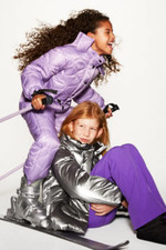 Tuta da sci neve bambino ZARA viola taglia 11 12 anni pezzo unico felpa con cappuccio puffer