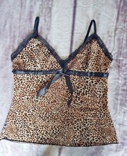 Top leopardato, Animalier, top sexy maglia intimo babydoll fiocco leopardato