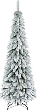 Albero Di Natale Slim Innevato 180Cm Con 523 Rami E Base in Acciaio, Albero Di N