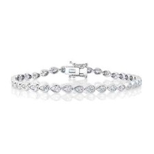 Bracciale Tennis In Diamante A Goccia In Oro Bianco 14K 2.70CT Bezel Naturale