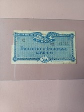 BIGLIETTO INGRESSO GIARDINO ZOOLOGICO ROMA LIRE 1,50