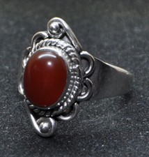 Anello Donna Argento 925 pietra Opale rosso  vintage