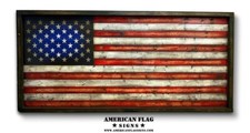 Nuova insegna bandiera americana in legno dipinta nelle tradizionali stelle r...