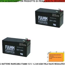 Batteria 2 Pezzi Per Allarme Ricaricabile Pb Fiamm 12 V 1, 2 Ah Valve Regulated