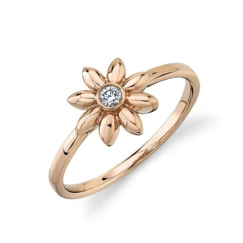 14k oro rosa diamante - rosa, fiore