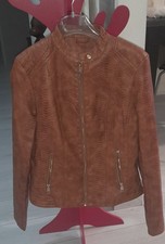 Giubbotto Similpelle Donna Marrone Cuoio Pitone