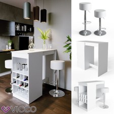Tavolino bar Bancone da bar Tavolino alto da bar 2 sgabelli Ross Bianco Vicco