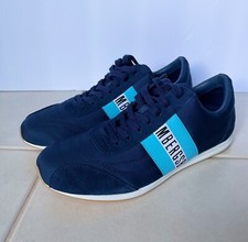 Scarpa da ginnastica Dirk Bikkembergs in pelle blu navy con fascia a contrasto taglia 10,5