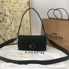 Borsa a tracolla Coach cm546 nera Tabby 20 pelle lucida ciottoli chiusura a scatto