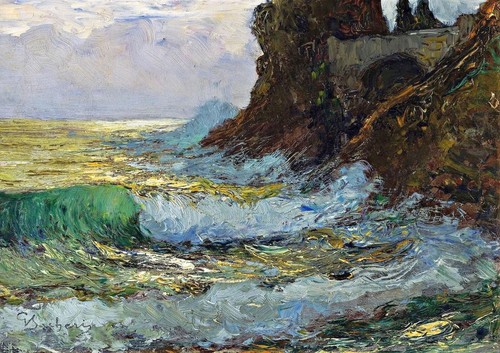 1972 scogliera sul mare di - -,