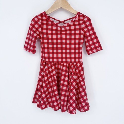 Abito ballerina gingham rosso - ballerina,