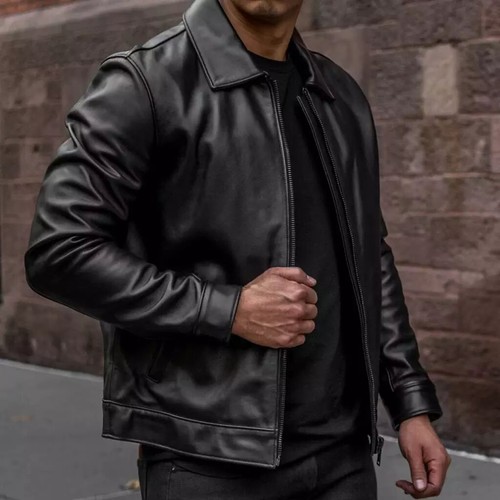 Men genuine black lambskin - men's,