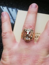 Anello uomo testa leone in oro