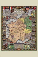 WWI MAPPA DELLA FORZA DI SPEDIZIONE AMERICANA 1932 poster dettagliato 12x18